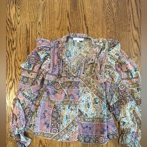 Floral boho ruffle sleeve long sleeve Blouse Small